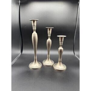 Solid brass candle sticks silver tone coated, set of 3.
